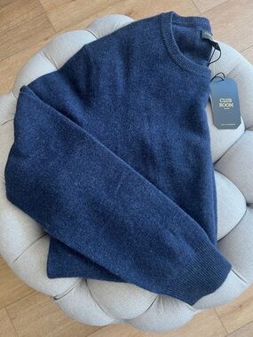 Club Room Men's Navy Crewneck 100% Cashmere Sweater